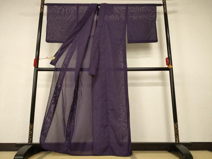 平和屋着物＊夏物 色無地 絽 滅紫色 洗える着物 AABB2579jd