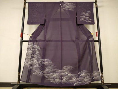 平和屋着物＊夏物　訪問着　絽　立波文　正絹　逸品　AABB2585jd