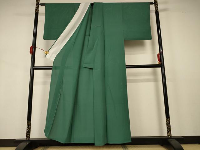 平和屋着物＊夏物　色無地　絽　老竹色　正絹　逸品　AABB2588jd