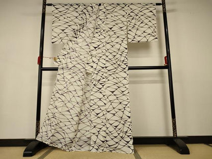 平和屋着物＊夏物 小紋 絽 網目文様 洗える着物 AABB2589jd