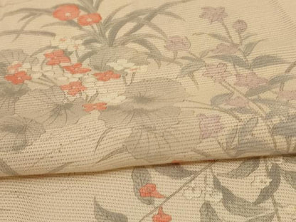 平和屋着物＊夏物 小紋 絽 手描き 草花文 正絹 逸品 AABB2590jd
