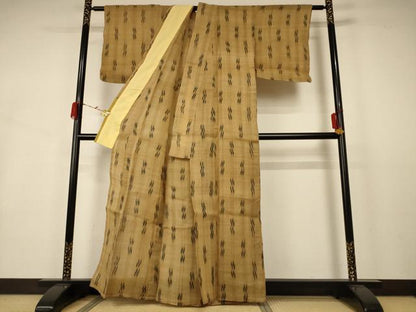 平和屋着物＊夏物　芭蕉布　手積み芭蕉糸100％　絣文　逸品　AABB2592jd