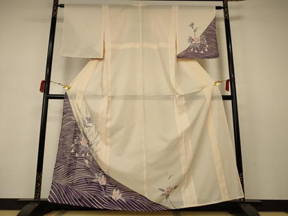 平和屋着物＊夏物 訪問着 絽 流水草花文 洗える着物 AABB2595jd