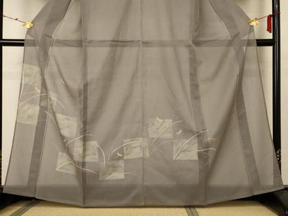 平和屋着物＊夏物 訪問着 絹駒上布 蜻蛉 金銀彩 反端付き 正絹 逸品 AABB2598jd