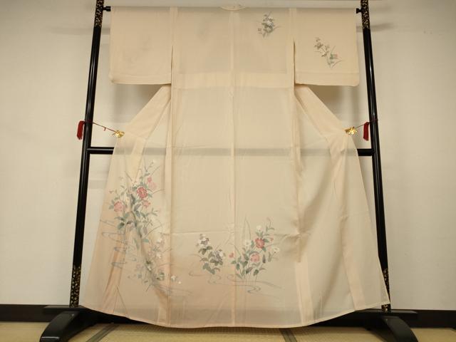 平和屋着物＊夏物 訪問着 絽 流水草花文 暈し染め 正絹 逸品 AABB2599jd