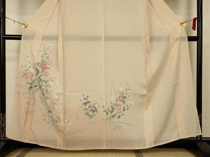 平和屋着物＊夏物 訪問着 絽 流水草花文 暈し染め 正絹 逸品 AABB2599jd