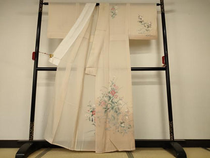 平和屋着物＊夏物 訪問着 絽 流水草花文 暈し染め 正絹 逸品 AABB2599jd