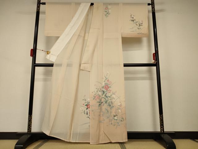 平和屋着物＊夏物 訪問着 絽 流水草花文 暈し染め 正絹 逸品 AABB2599jd