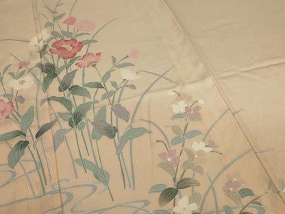 平和屋着物＊夏物 訪問着 絽 流水草花文 暈し染め 正絹 逸品 AABB2599jd