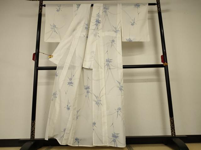 平和屋着物＊夏物 小紋 絽 草花文 洗える着物 AABB2605jd