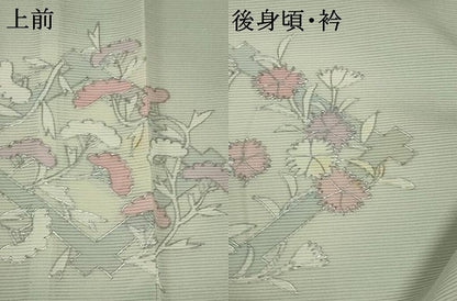 平和屋着物＊夏物 訪問着 絽 草花文 銀彩 正絹 逸品 AABB2607jd