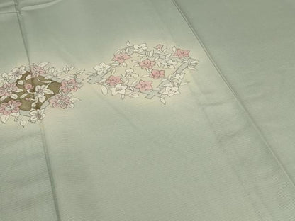 平和屋着物＊夏物 訪問着 絽 草花文 銀彩 正絹 逸品 AABB2607jd