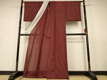 平和屋着物＊夏物　色無地　絽　栗皮茶色　洗える着物　AABB2609jd