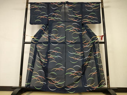 平和屋着物＊夏物 小紋 絽 芝文 洗える着物 AABB2610jd