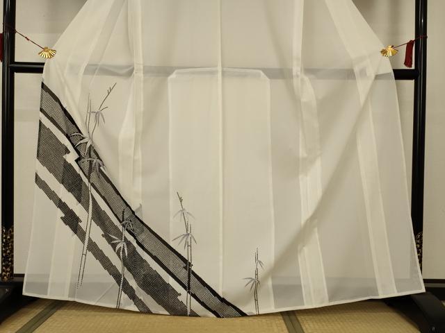 平和屋着物＊夏物 訪問着 絽 笹竹文 正絹 逸品 AABB2611jd