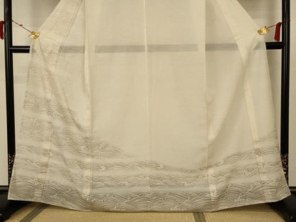 平和屋着物＊夏物 訪問着 変わり絽 立波文 洗える着物 AABB2612jd