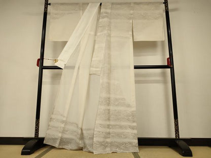 平和屋着物＊夏物 訪問着 変わり絽 立波文 洗える着物 AABB2612jd