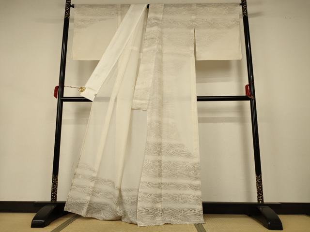 平和屋着物＊夏物 訪問着 変わり絽 立波文 洗える着物 AABB2612jd