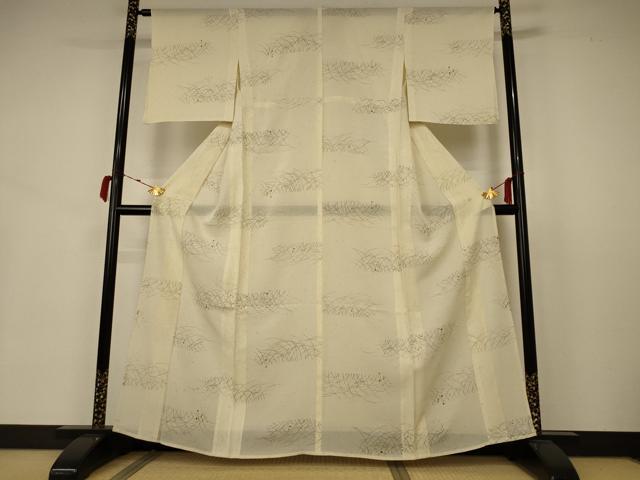 平和屋着物＊夏物　小紋　絽　草葉文　三越扱い　正絹　逸品　AABB2614jd