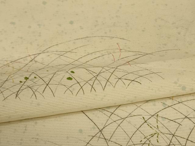 平和屋着物＊夏物　小紋　絽　草葉文　三越扱い　正絹　逸品　AABB2614jd