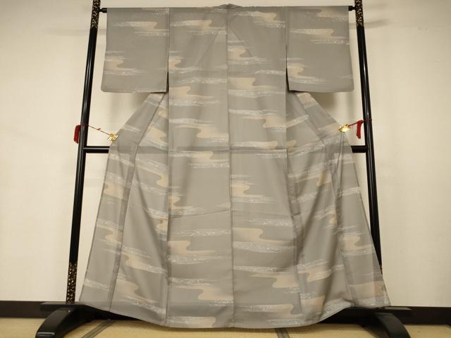 平和屋着物＊夏物 小紋 絽 霞文 さんび謹製 洗える着物 AABB2616jd