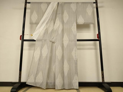 平和屋着物＊夏物 小紋 紗 花菱文 洗える着物 AABB2620jd