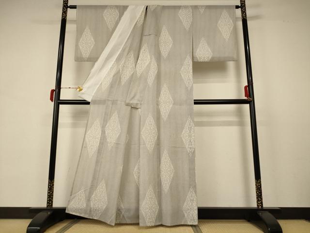 平和屋着物＊夏物 小紋 紗 花菱文 洗える着物 AABB2620jd