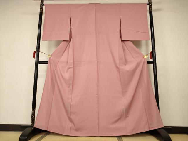 平和屋着物＊夏物　色無地　絽　宍色　正絹　逸品　AABB2631jd