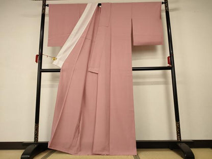 平和屋着物＊夏物　色無地　絽　宍色　正絹　逸品　AABB2631jd