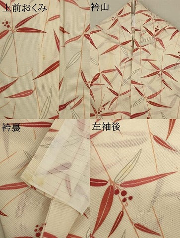 平和屋着物＊夏物 小紋 絽 枝葉文 正絹 逸品 AABB2632jd