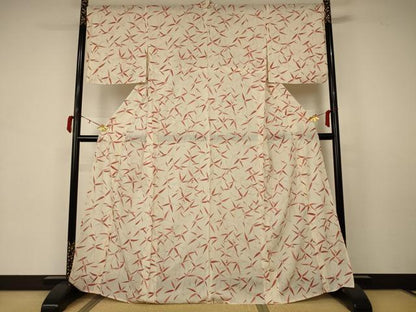 平和屋着物＊夏物 小紋 絽 枝葉文 正絹 逸品 AABB2632jd