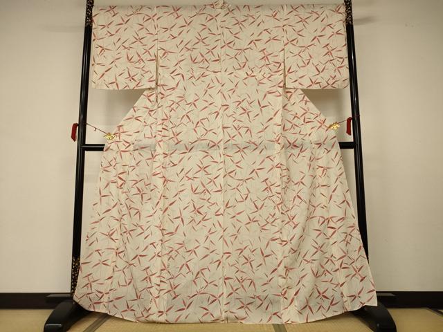 平和屋着物＊夏物 小紋 絽 枝葉文 正絹 逸品 AABB2632jd