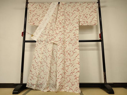 平和屋着物＊夏物 小紋 絽 枝葉文 正絹 逸品 AABB2632jd