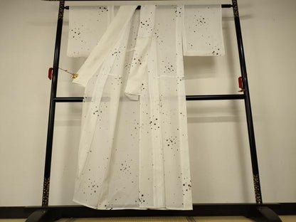 平和屋着物＊夏物 小紋 絽 箔散らし文 洗える着物 AABB2633jd