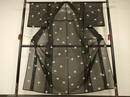 平和屋着物＊夏物 小紋 絽 舞蝶文 洗える着物 AABB2638jd
