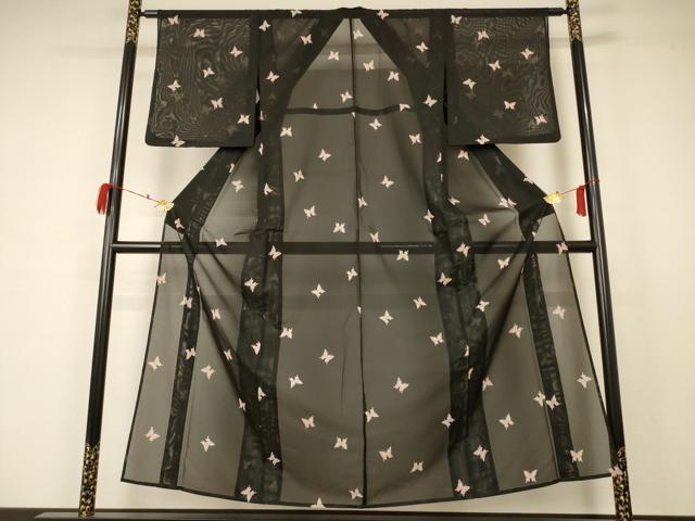 平和屋着物＊夏物 小紋 絽 舞蝶文 洗える着物 AABB2638jd