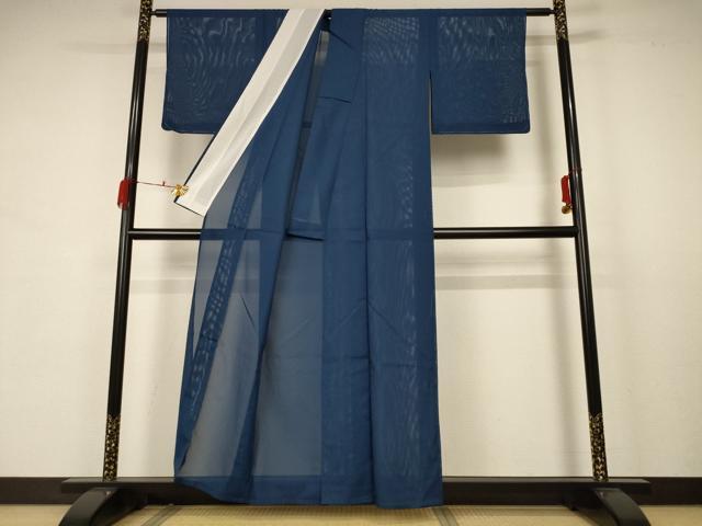 平和屋着物＊夏物 色無地 絽 青藍色 洗える着物 未使用 AABB2639jd