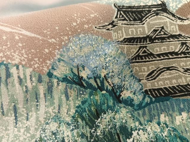 平和屋着物■豪華黒留袖　手描き　風景樹林文　暈し染め　正絹　逸品　AABB2688oa