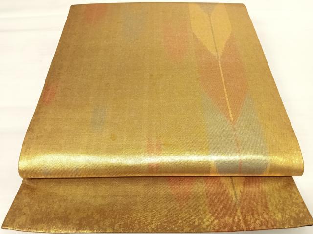 平和屋着物◎六通柄袋帯　作家物　安二　矢羽文　引箔　正絹　逸品　AABB2737yx