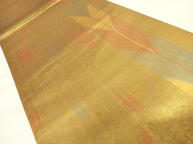 平和屋着物◎六通柄袋帯　作家物　安二　矢羽文　引箔　正絹　逸品　AABB2737yx