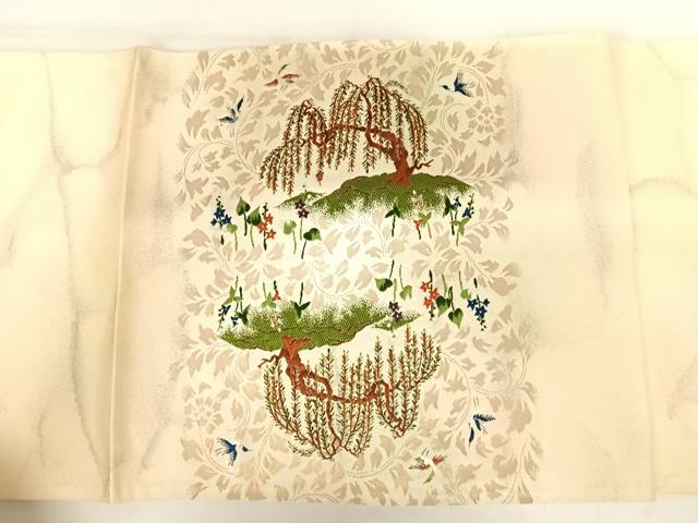 平和屋着物◎太鼓柄袋帯　唐織　花鳥文　金糸　正絹　逸品　AABB2740yx