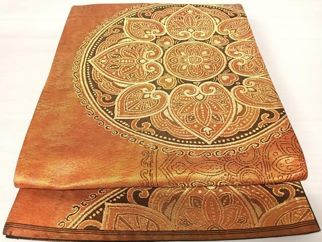 平和屋着物◎六通柄袋帯　正倉院花文　金糸　正絹　逸品　AABB2815yx