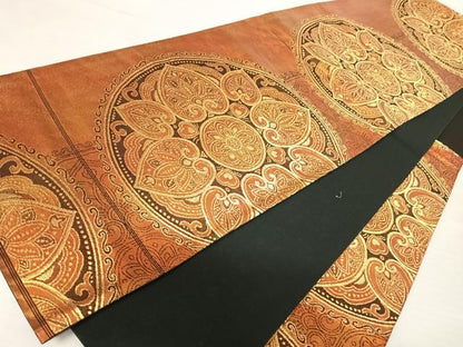 平和屋着物◎六通柄袋帯　正倉院花文　金糸　正絹　逸品　AABB2815yx