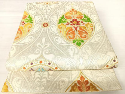 平和屋着物◎六通柄袋帯　唐織　立涌花文　金糸　正絹　逸品　AABB2830yx