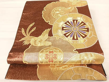 平和屋着物◎六通柄袋帯　鳳凰花文　金銀糸　正絹　逸品　AABB2879yx