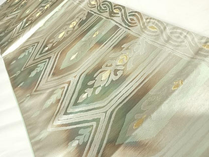 平和屋着物◎六通柄袋帯 横段花文 金銀糸 正絹 逸品 AABB2902yx