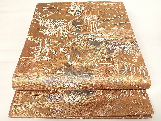 平和屋着物◎六通柄袋帯　唐織　平安の庭　金銀糸　正絹　逸品　AABB2915yx