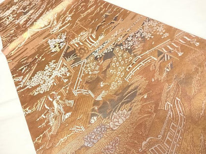 平和屋着物◎六通柄袋帯　唐織　平安の庭　金銀糸　正絹　逸品　AABB2915yx