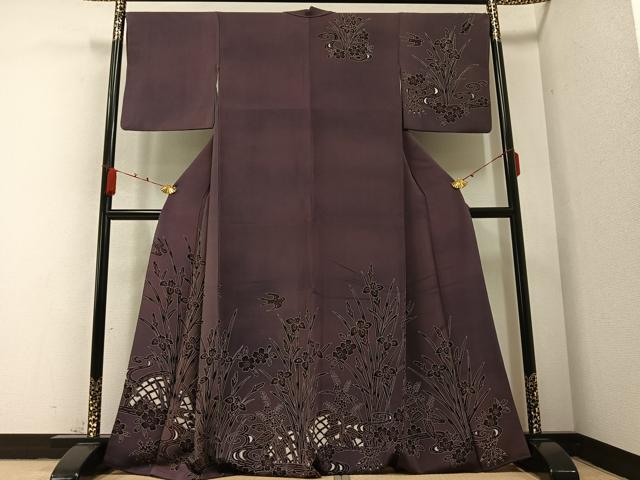 平和屋着物●訪問着 花鳥文 鬼しぼ縮緬 正絹 逸品 AABB2925ph