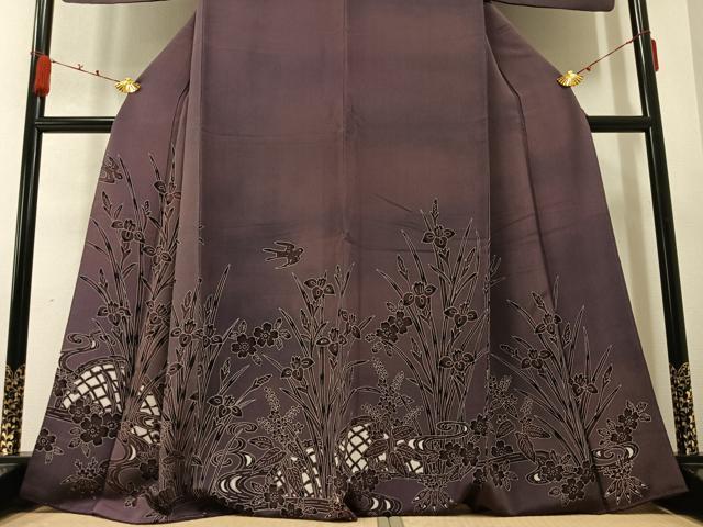 平和屋着物●訪問着 花鳥文 鬼しぼ縮緬 正絹 逸品 AABB2925ph